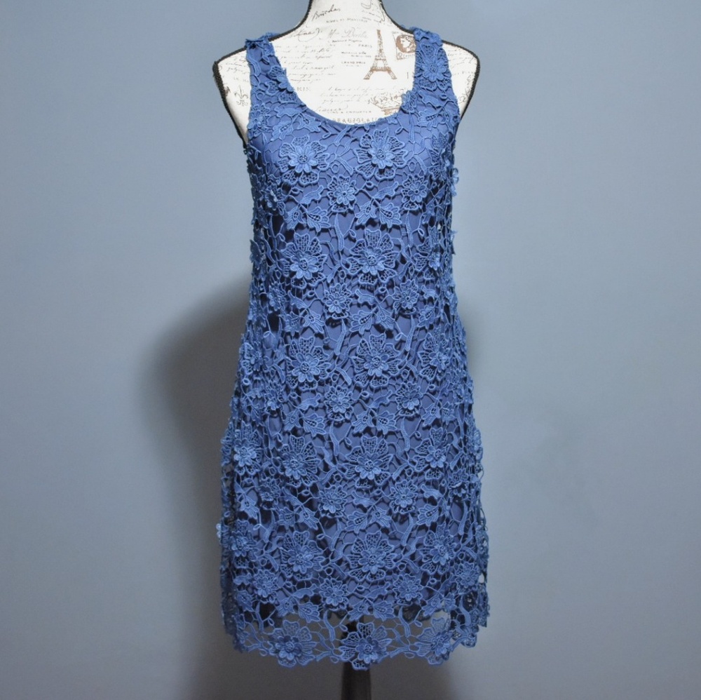 Modcloth Wendy Bird Blue Lace Overlay Dress NWOT